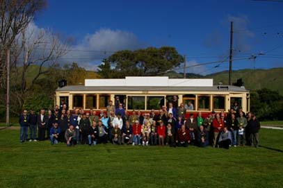 Wellington 2010 Conference Group photo taken at the Wellington Tramway Museum 19/9/2010.  Photo Bryce Pender.